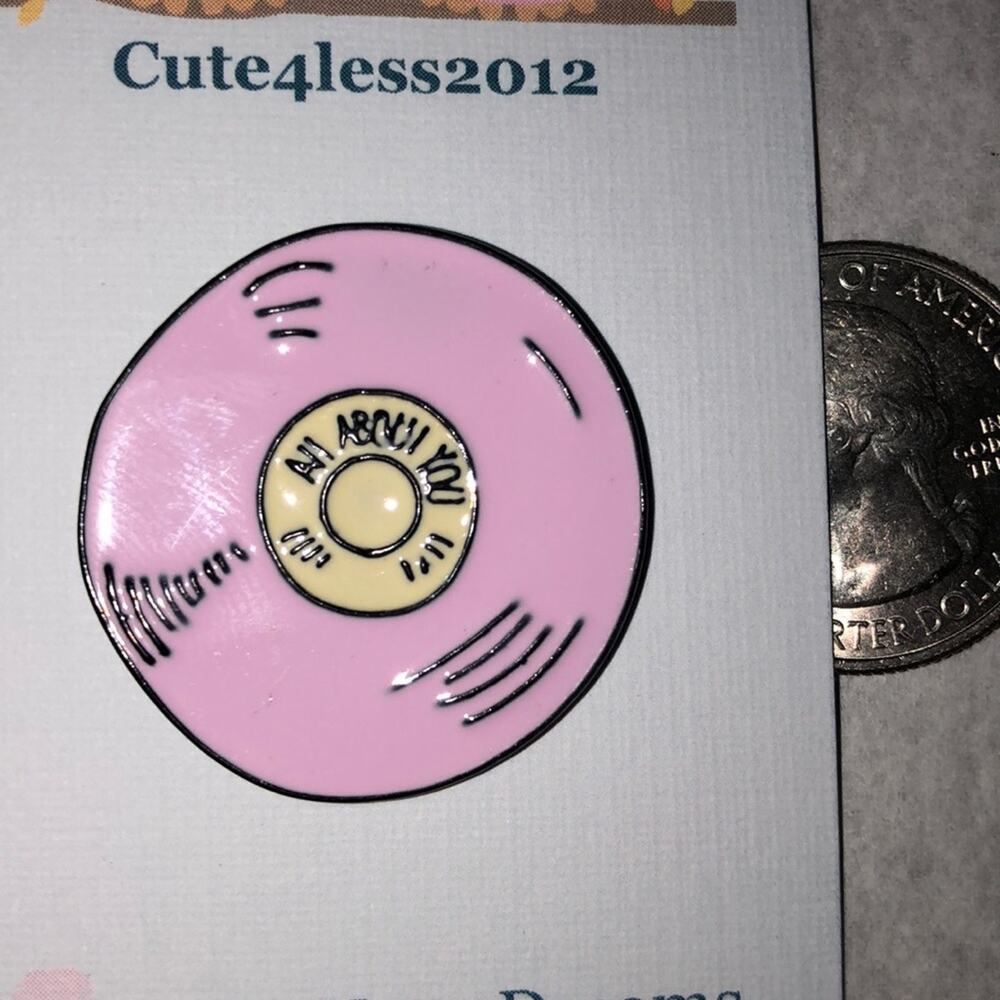 Pink Record Pin Brooch